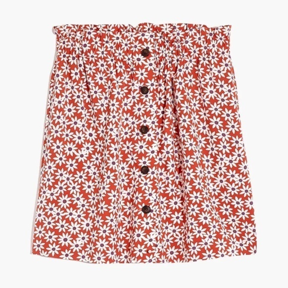 Madewell Paperbag Button-Front Mini Skirt in Falling Daisies
